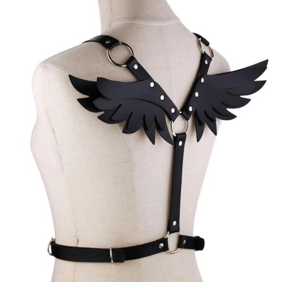 White Adjustable Gothic Harness Belt - Picture 4 of 7